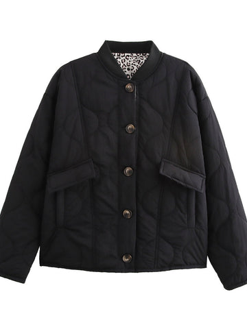 Quilted Button Down Bomber Jacket