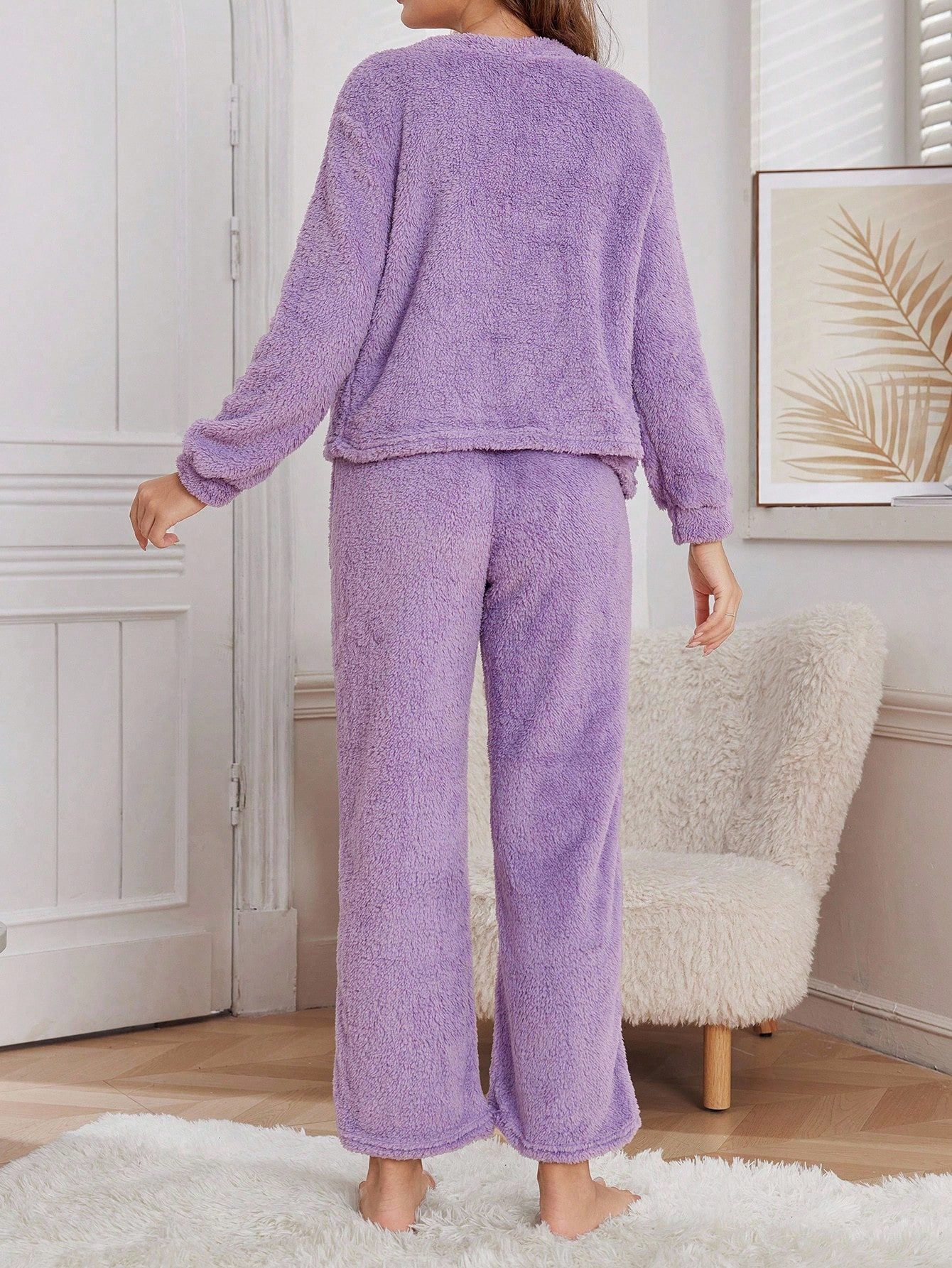 Cozy Fuzzy Button Front Lounge Set