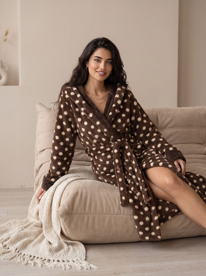 Cozy Plush Polka Dot Bathrobe