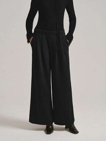 Urban Revivo Pleated Wide Leg Pants-Black