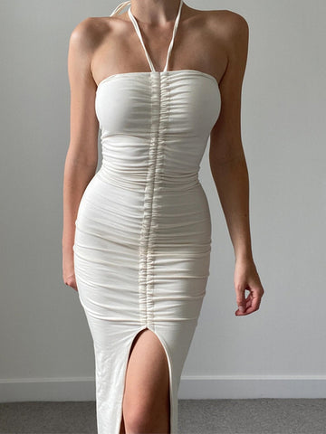 Strapless High Slit Beach Maxi Dress