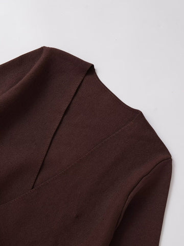V Neck Peplum Knit Cardigan