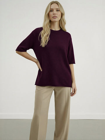 Cozy Relaxed Fit Short Sleeves Casual Sweater