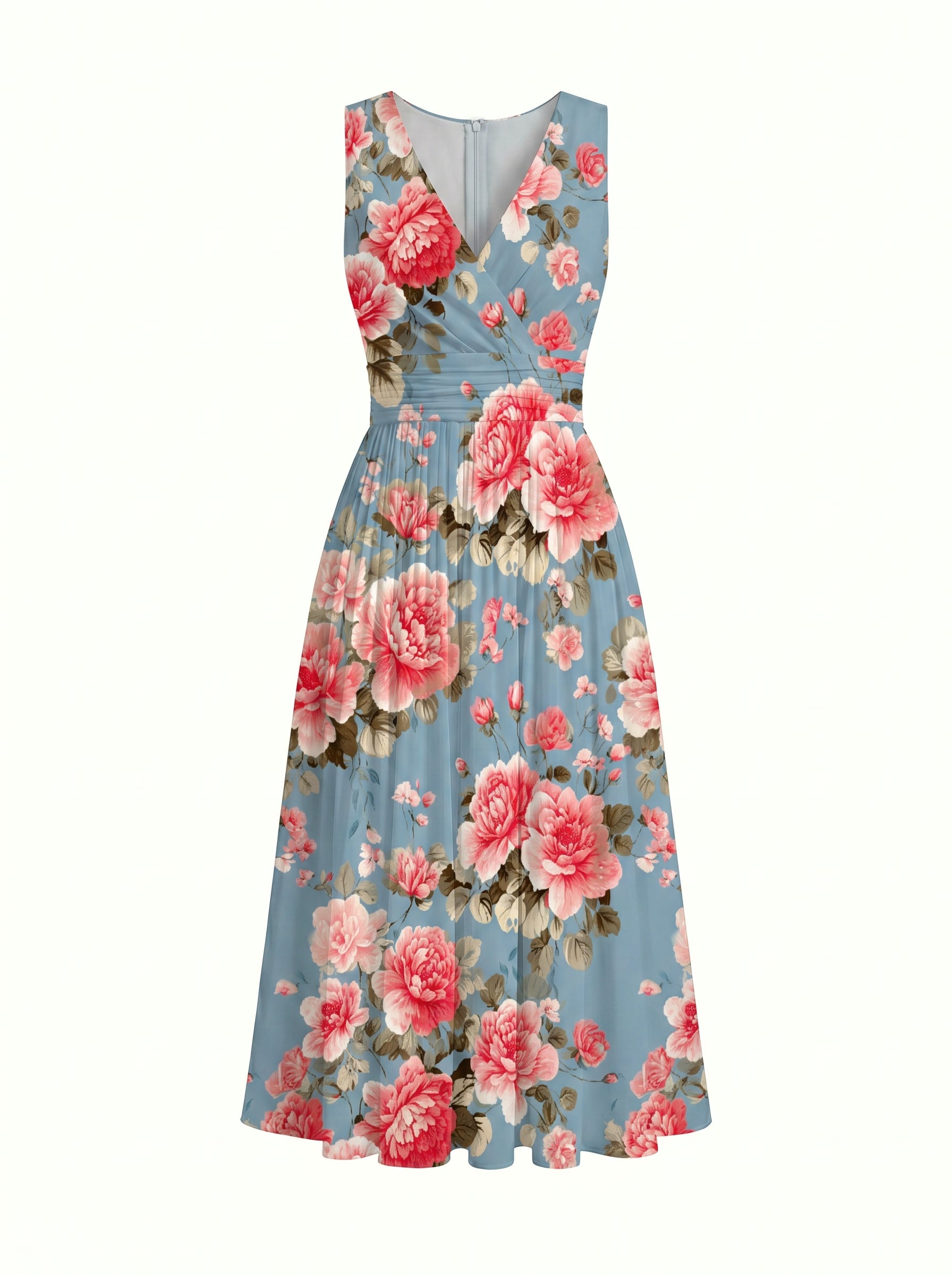 CORINNE
Floral Print V Neck A Line Midi Dress