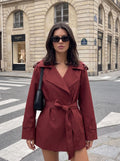 Cropped Belted Double Breasted Trench Coat