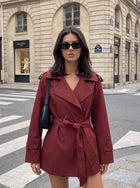 Cropped Belted Double Breasted Trench Coat
