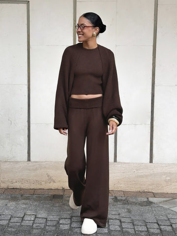 Cozy Sleeveless Crop Knit Set
