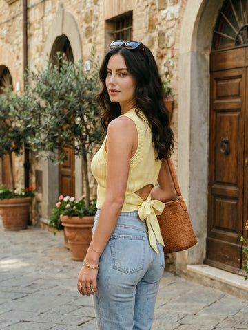 Open Back Ribbed Knit Tank