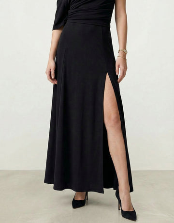 A-line Side Slit Maxi Skirt
