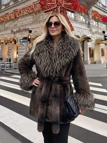 Luxurious Belted Faux Fur Coat