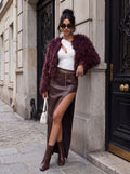 Hot Pink Cropped Mongolian Fur Coat