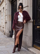 Hot Pink Cropped Mongolian Fur Coat