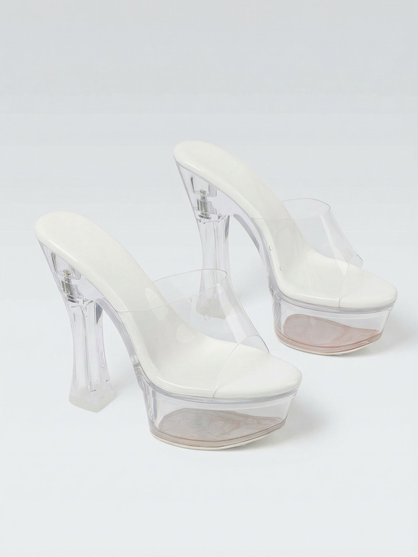 Clear PVC Open-Toe Platform Heel Nightclub High Heel