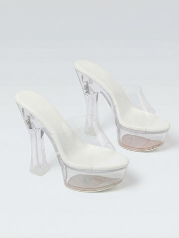Clear PVC Open-Toe Platform Heel Nightclub High Heel