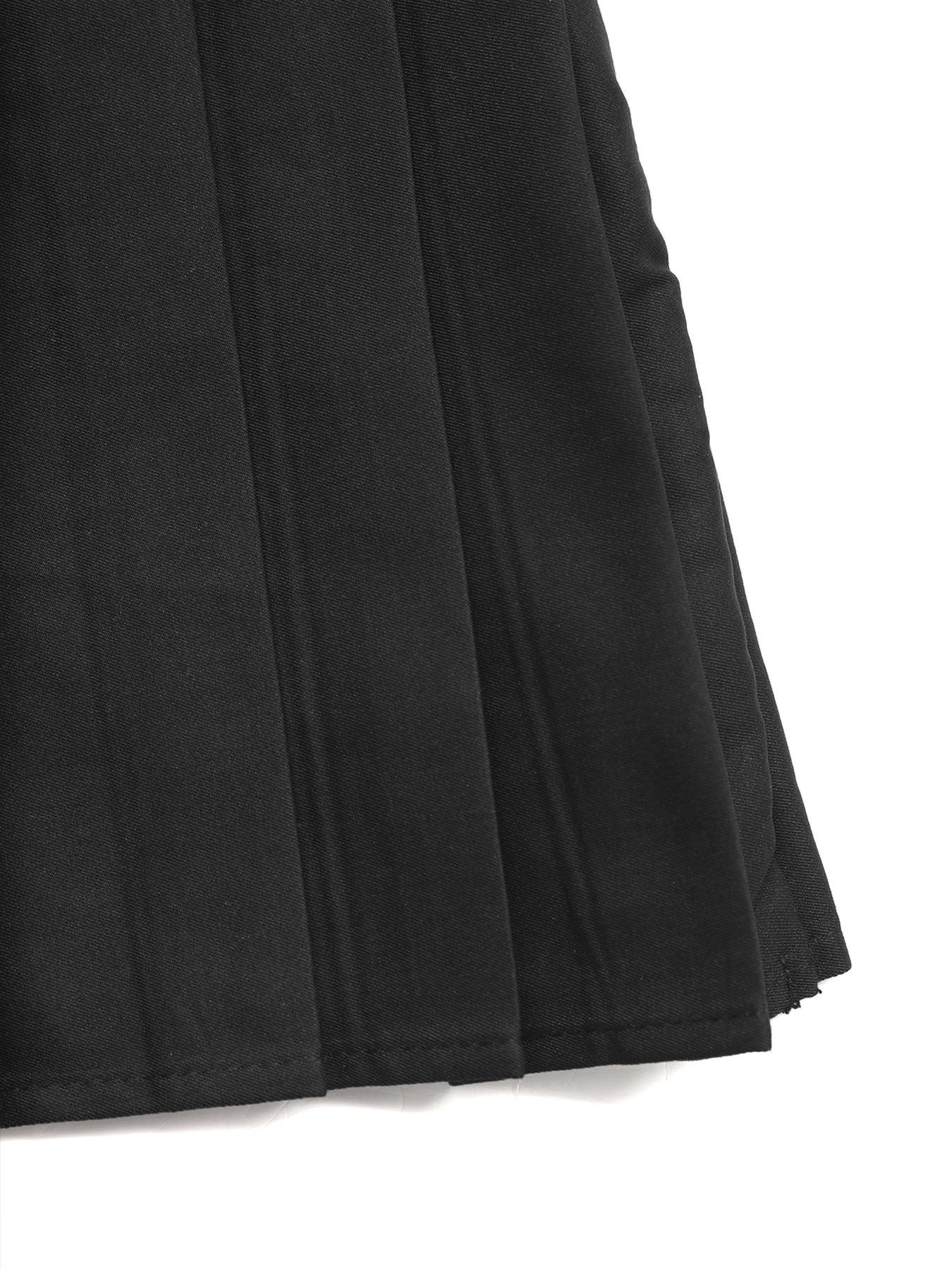 A-Line Pleated Tie-Waist Flirty Mini Skirt-Black