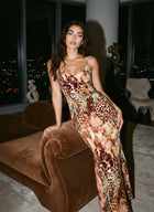 KIRA Leopard Print Spaghetti Strap Bodycon Maxi Dress