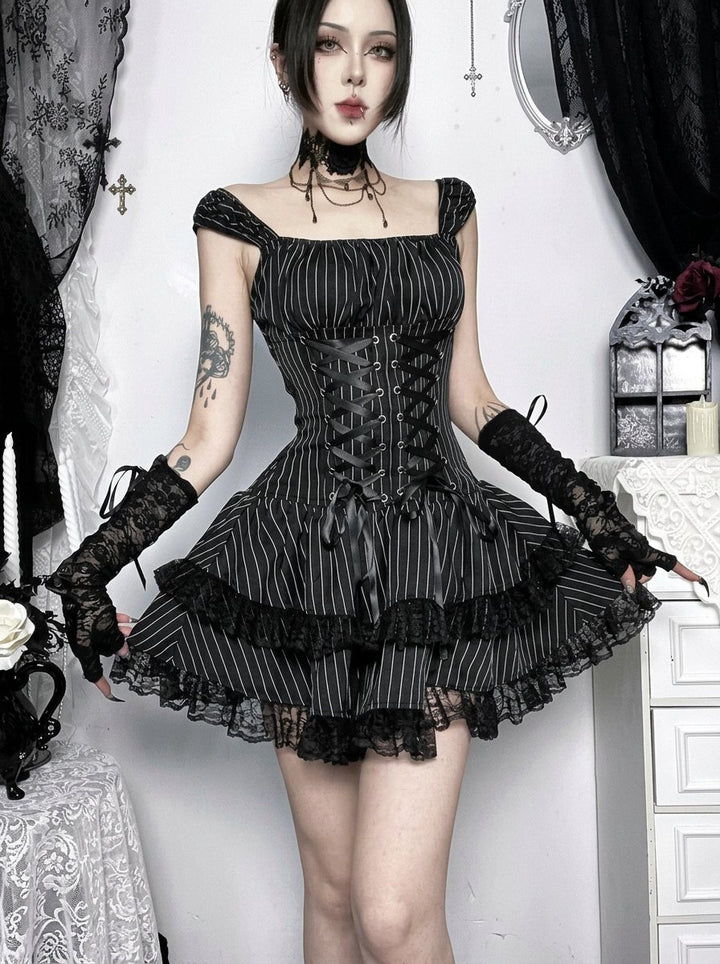 Gothic Lace Corset Mini Dress