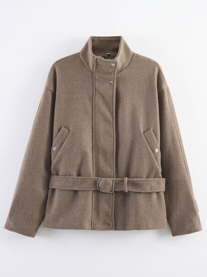 Elegant Belted Wool Blend Jacket