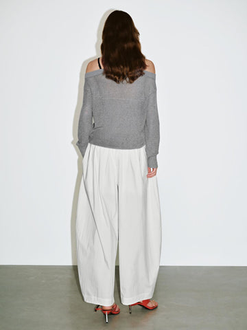 Urban Revivo Lace Décor Knitted T-Shirts-Grey
