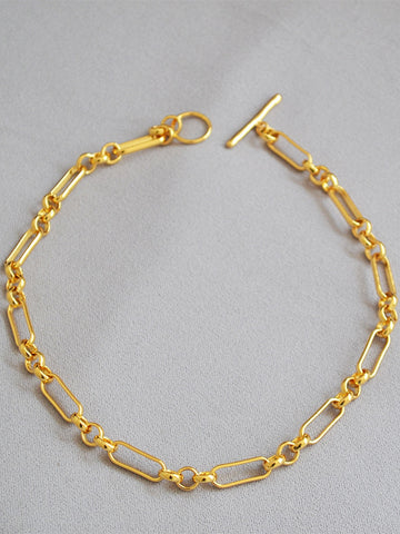 Minimalist Gold Paperclip Toggle Necklace