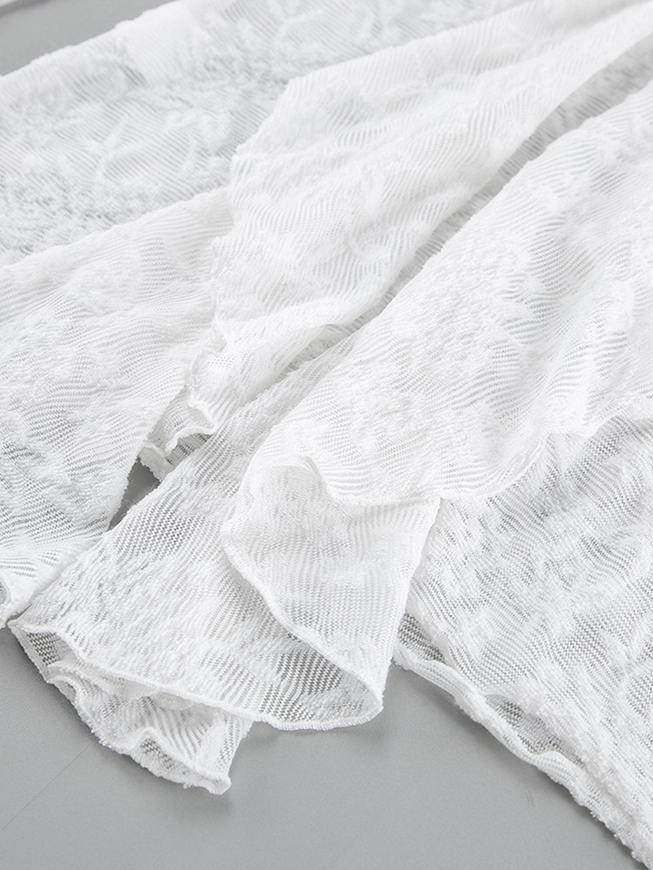 Elegant Ruffle Lace Long Sleeve Blouse