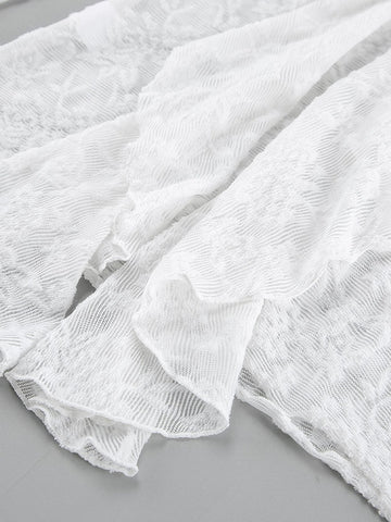 Elegant Ruffle Lace Long Sleeve Blouse