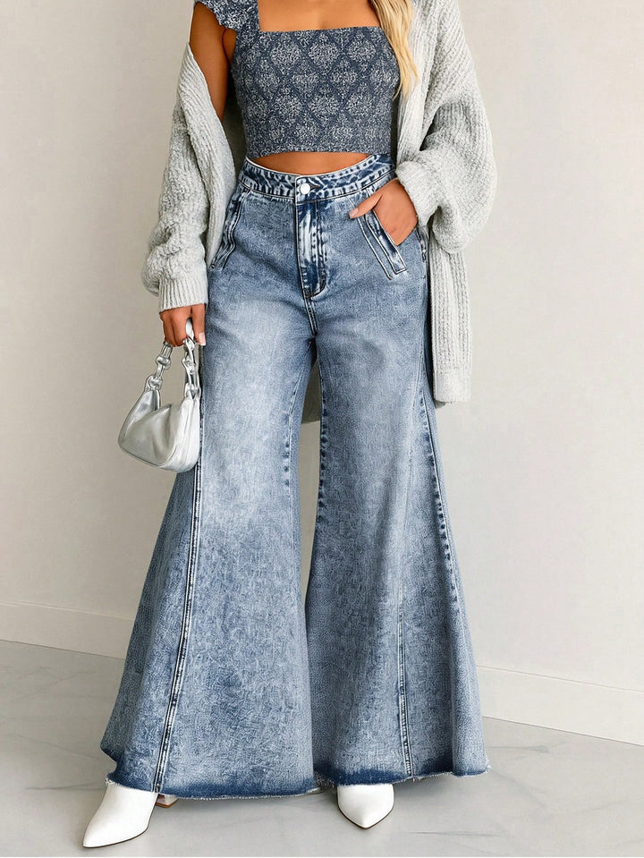 Acid Wash Wide Leg Jeans