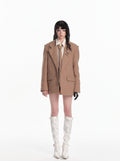 Oversized Textured Wool Blend Blazer