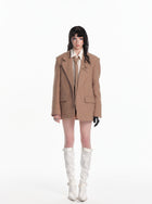 Oversized Textured Wool Blend Blazer
