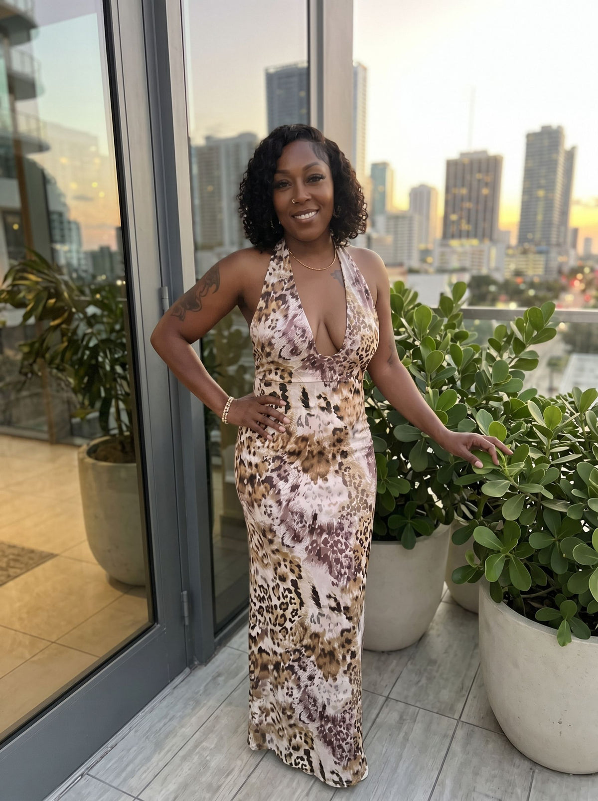 Tonisha Cox's Leopard Print Midi Dress