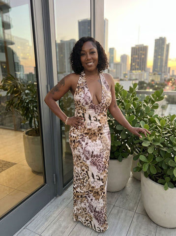 Tonisha Cox's Leopard Print Midi Dress