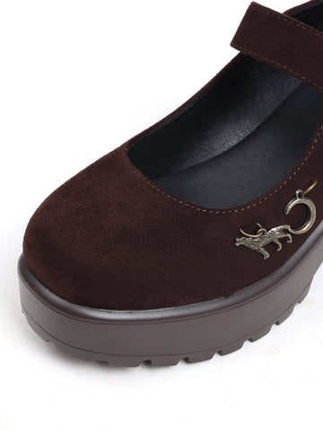 Chunky Platform Suede Mary Jane Shoes
