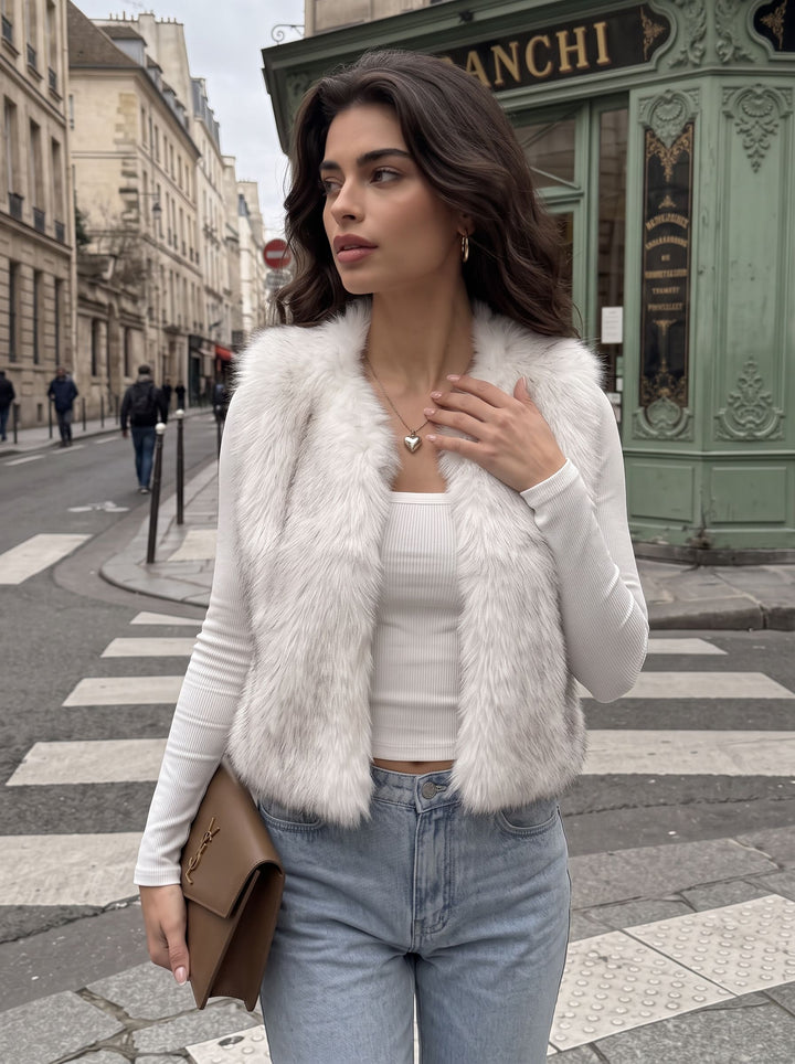 Cozy Plush White Faux Fur Vest