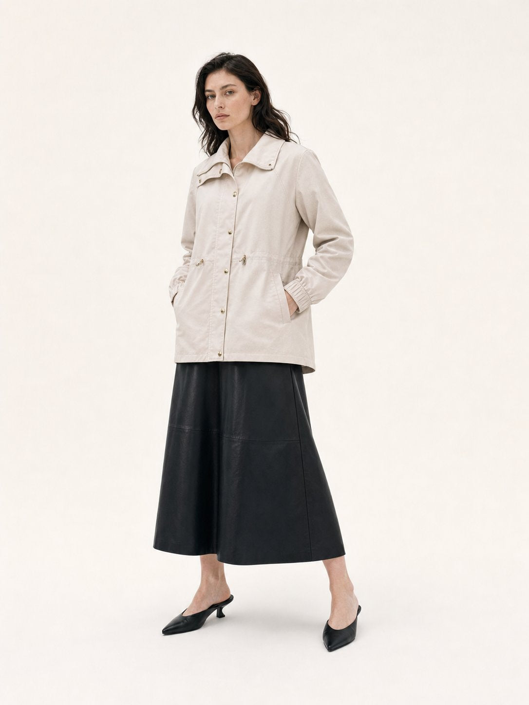 Shimmer Drawstring Waist Utility Jacket
