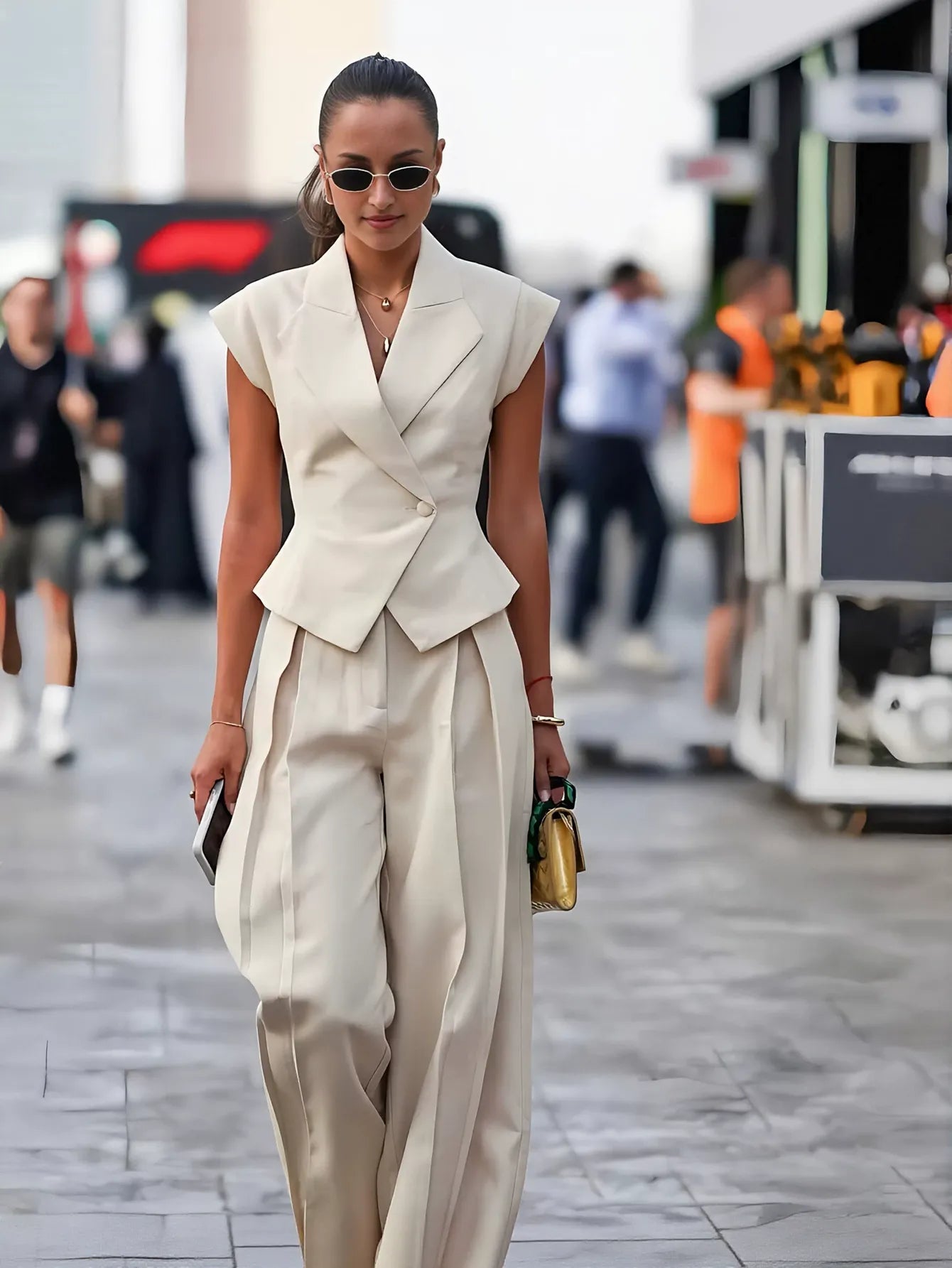 Sleek Tailored Vest Wide Leg Pants Set
