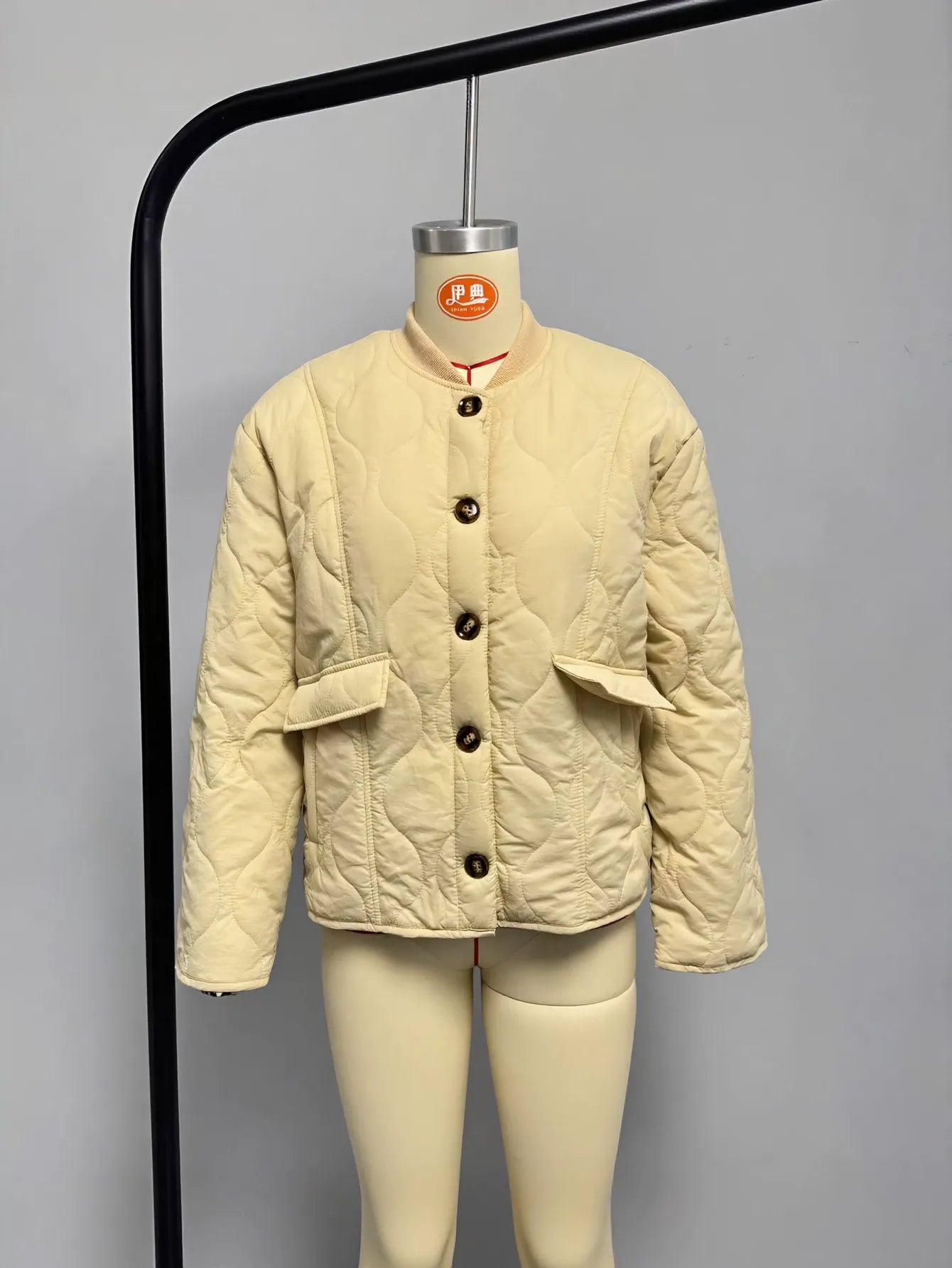 Quilted Button Up Bomber Jacket