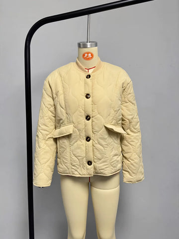 Quilted Button Up Bomber Jacket