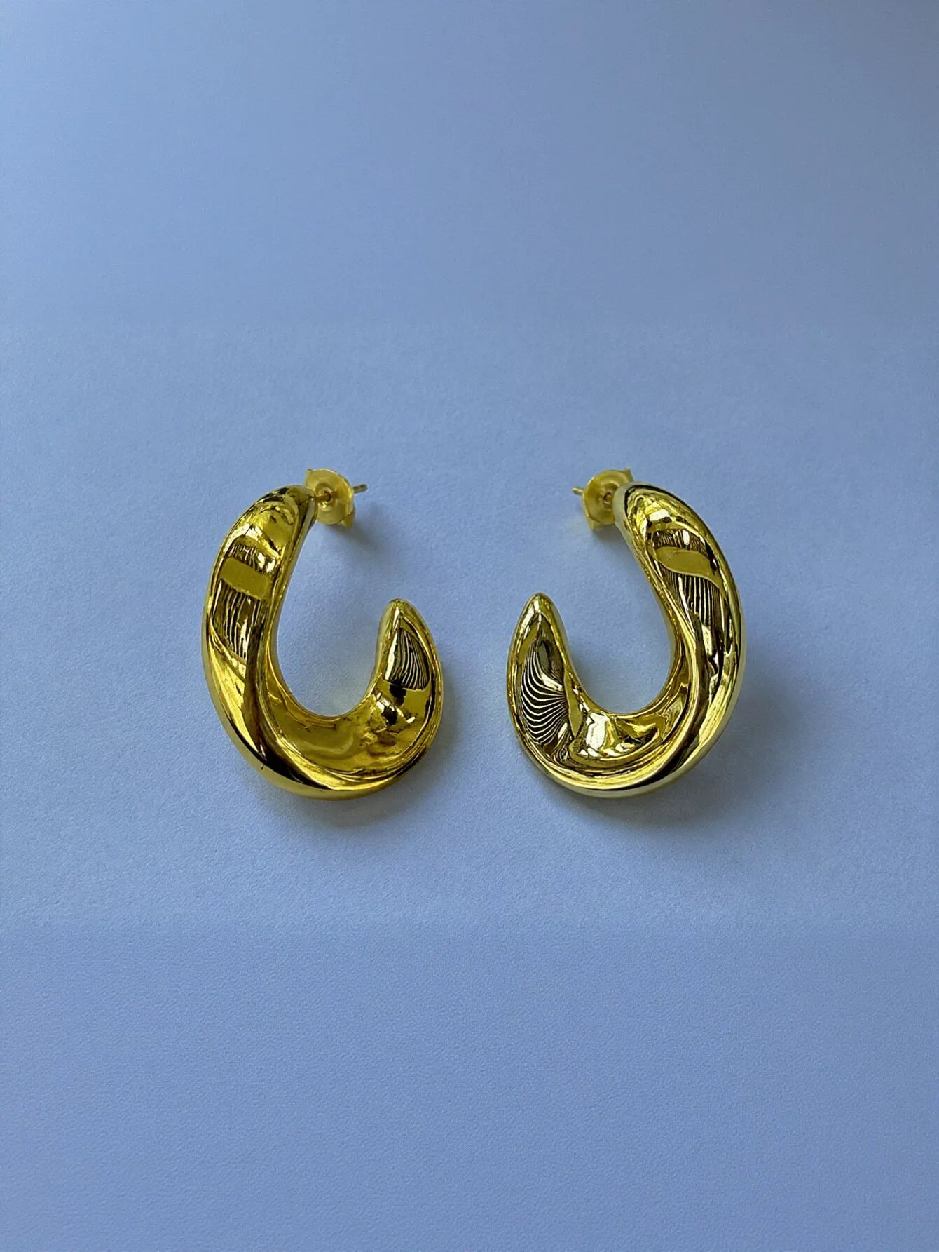 Chunky Gold Sculptural Hoop Earrings