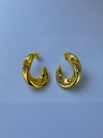Chunky Gold Sculptural Hoop Earrings