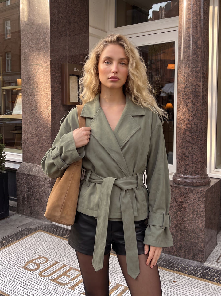 Oversized Belted Cropped Trench Coat