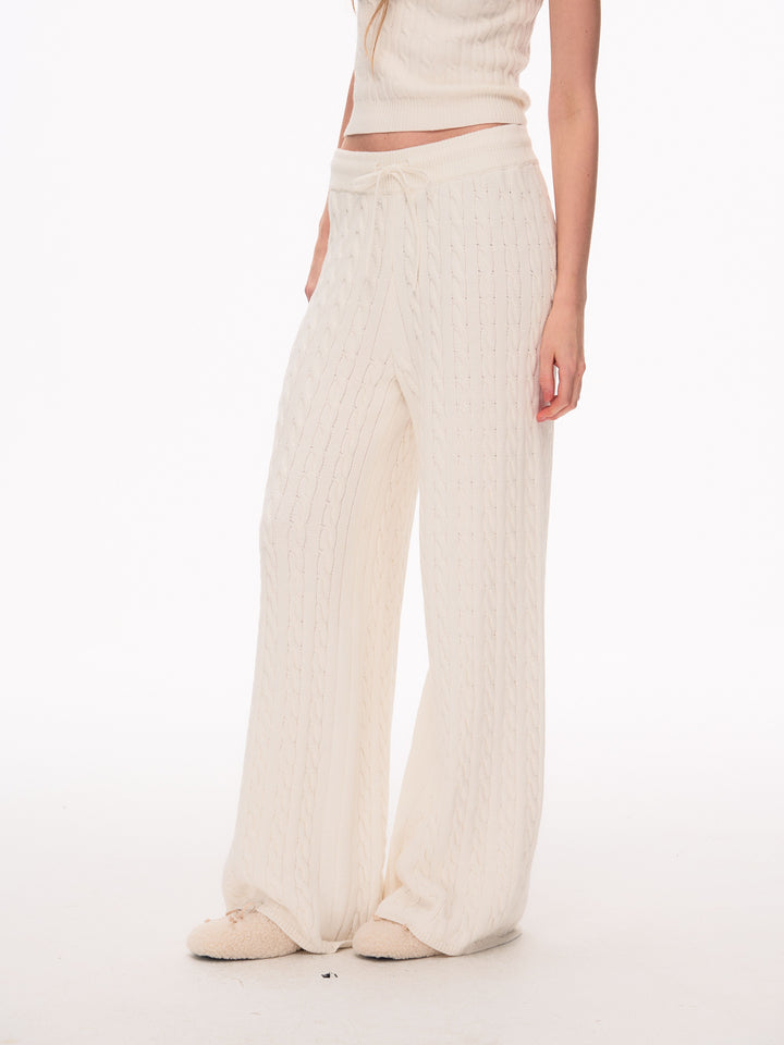 Cozy Cable Knit Wide Leg Pants