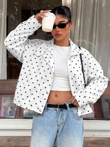 Polka Dot Mock Neck Jacket