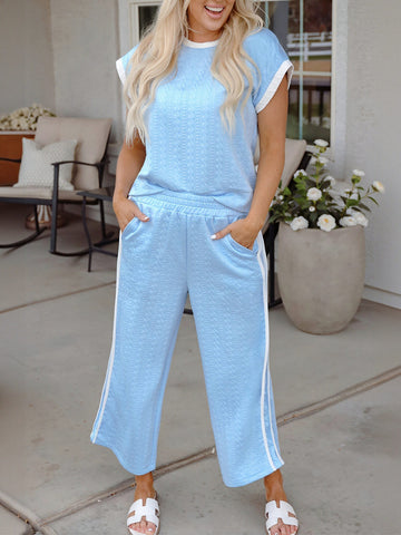 Textured Knit Casual Pants Set