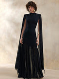 Elegant Cape Sleeve Maxi Dress