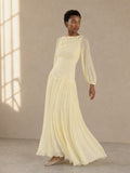 Ruched Chiffon Long Sleeve Dress