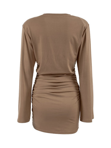 Ruched Tie Waist Mini Dress