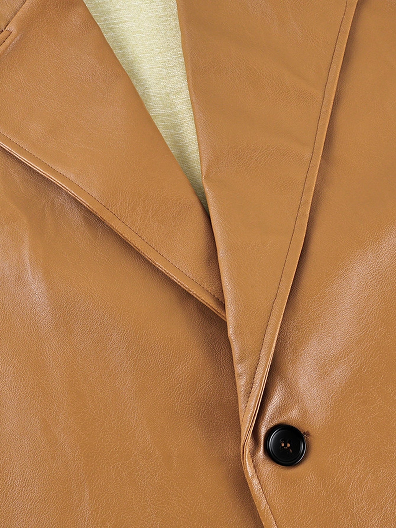 Oversized Brown Faux Leather Blazer Jacket