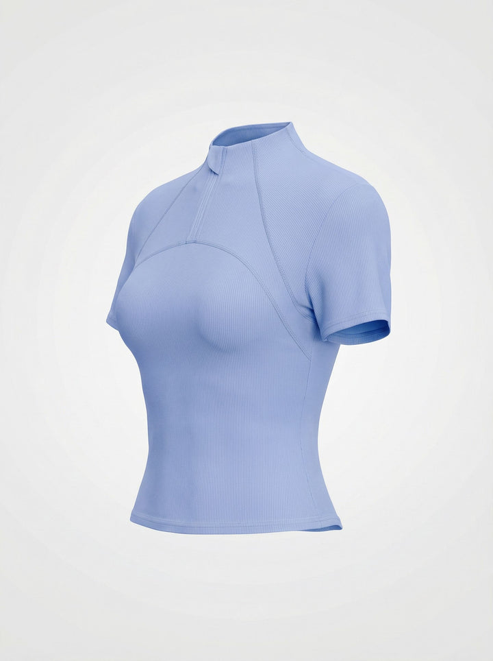 Mock Neck Half-Zip Sporty Yoga Top