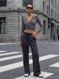 Cropped Wrap Front Hooded Sweatshirt