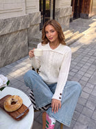 Collared Cable Knit Pullover Sweater